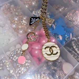 Chic Gold and Pink Purse Charm Keychain